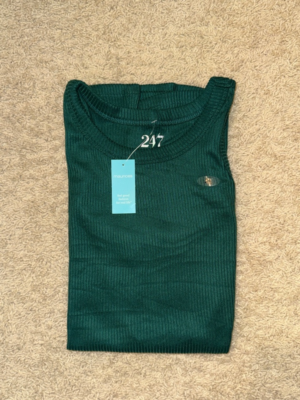 Maurices 24/7 Forest Green Ribbed Tank Top